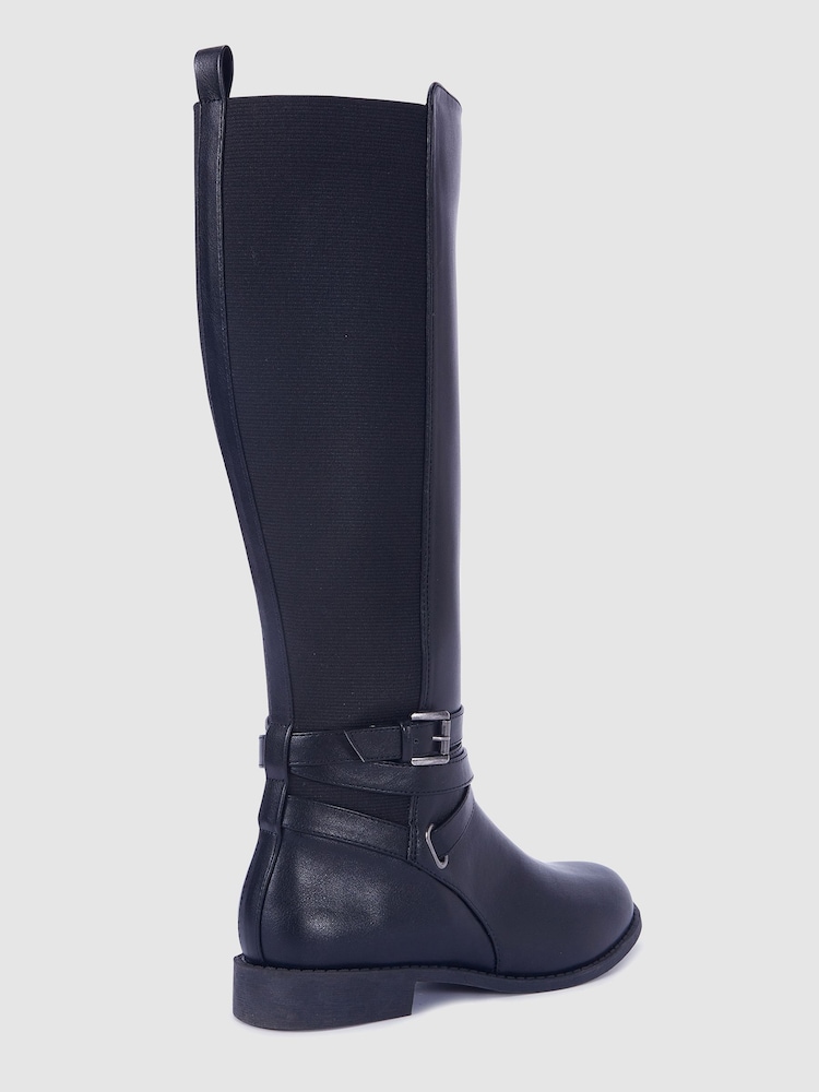 Novo Black Knee High Buckle Detail Jadine Riding Boots - Image 4 of 4 Novo Black Knee High Buckle Detail Jadine Riding Boots - Image 4 of 4