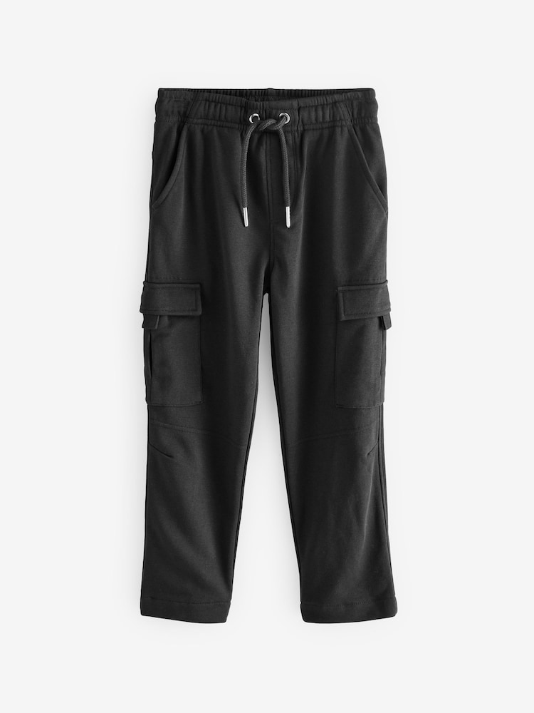 Black 100% Cotton Cargo Pocket Joggers (3-16yrs) - Image 1 of 4