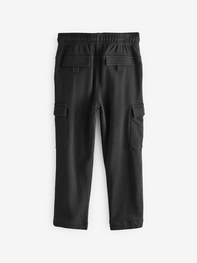 Black 100% Cotton Cargo Pocket Joggers (3-16yrs) - Image 2 of 4 Black 100% Cotton Cargo Pocket Joggers (3-16yrs) - Image 2 of 4