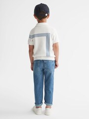 Reiss White Sergant Senior Half Zip Stripe Detail Polo T-Shirt - Image 5 of 8