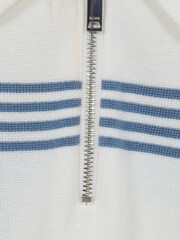 Reiss White Sergant Senior Half Zip Stripe Detail Polo T-Shirt - Image 8 of 8