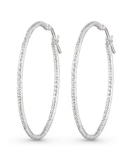 Beaverbrooks Sterling Silver Sparkle Cut Hoop Earrings - Image 1 of 4