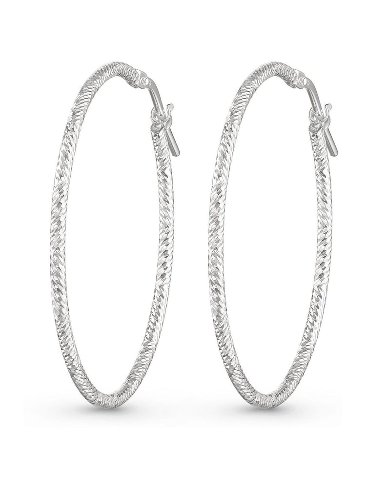 Beaverbrooks Sterling Silver Sparkle Cut Hoop Earrings - Image 1 of 4