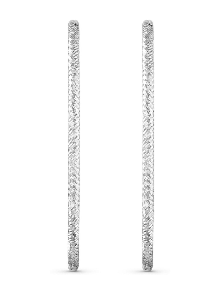 Beaverbrooks Sterling Silver Sparkle Cut Hoop Earrings - Image 2 of 4