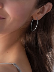 Beaverbrooks Sterling Silver Sparkle Cut Hoop Earrings - Image 3 of 4