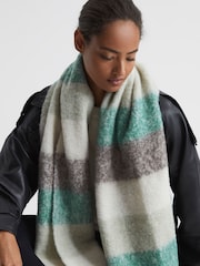 Reiss Sage Carlie Oversized Check Wool Blend Scarf - Image 2 of 3