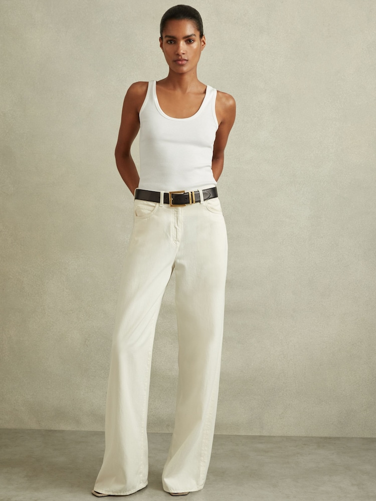 Reiss White Violet Scoop Neck Jersey Vest Top - Image 1 of 6
