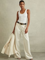 Reiss White Violet Scoop Neck Jersey Vest Top - Image 4 of 6