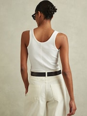Reiss White Violet Scoop Neck Jersey Vest Top - Image 5 of 6