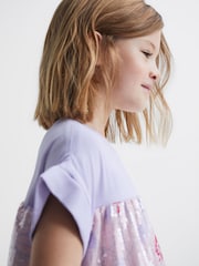Reiss Lilac Lucie Sequin Print Tiered Dress - Image 4 of 7