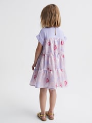Reiss Lilac Lucie Sequin Print Tiered Dress - Image 5 of 7