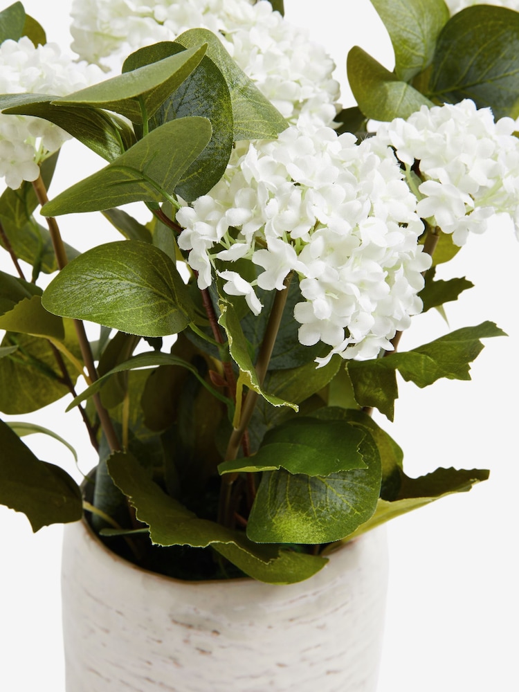 White Artificial Vibernum Plant In Country Pot - Image 2 of 3