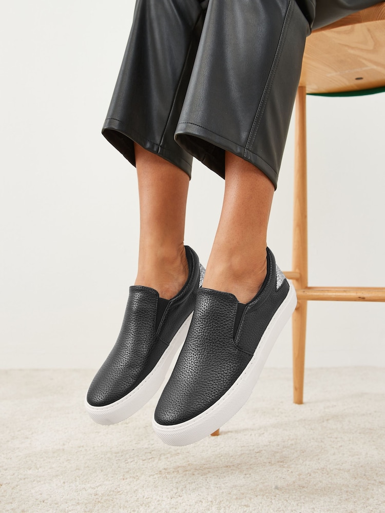 Black/Silver Forever Comfort® Slip-On Star Trainers - Image 1 of 5