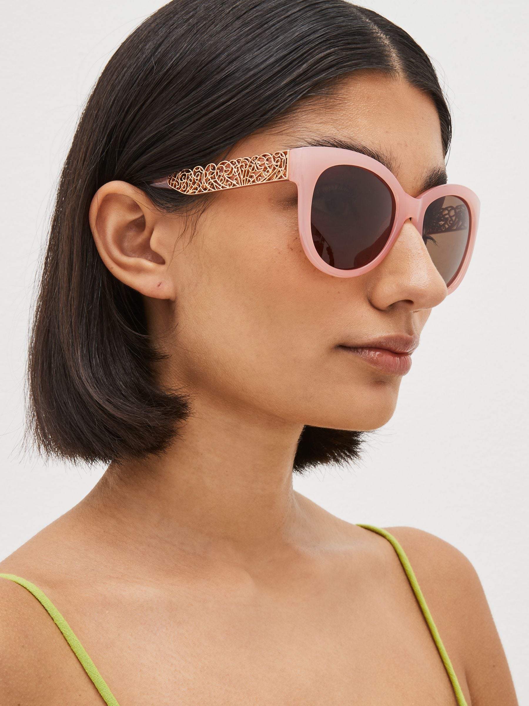Buy Mink Pink Filligre Arm Detail Sunglasses from Next Luxembourg