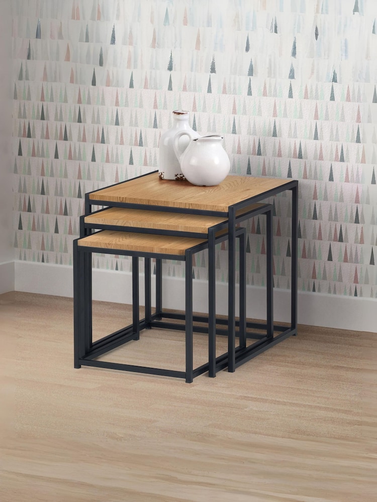 Julian Bowen Brown Tribeca Nest Of 3 Tables - Image 1 of 3 Julian Bowen Brown Tribeca Nest Of 3 Tables - Image 1 of 3