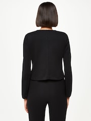 Whistles Black 100% Cotton Collarless Jersey Jacket - Image 2 of 5