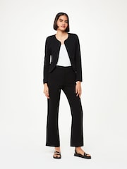 Whistles Black 100% Cotton Collarless Jersey Jacket - Image 3 of 5