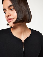 Whistles Black 100% Cotton Collarless Jersey Jacket - Image 4 of 5