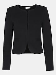 Whistles Black 100% Cotton Collarless Jersey Jacket - Image 5 of 5