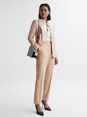 Reiss Camel Ember Slim Fit High Rise Trousers - Image 1 of 5