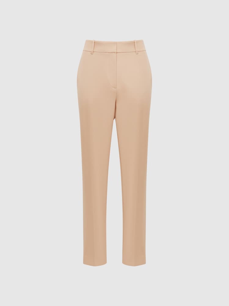 Reiss Camel Ember Slim Fit High Rise Trousers - Image 2 of 5