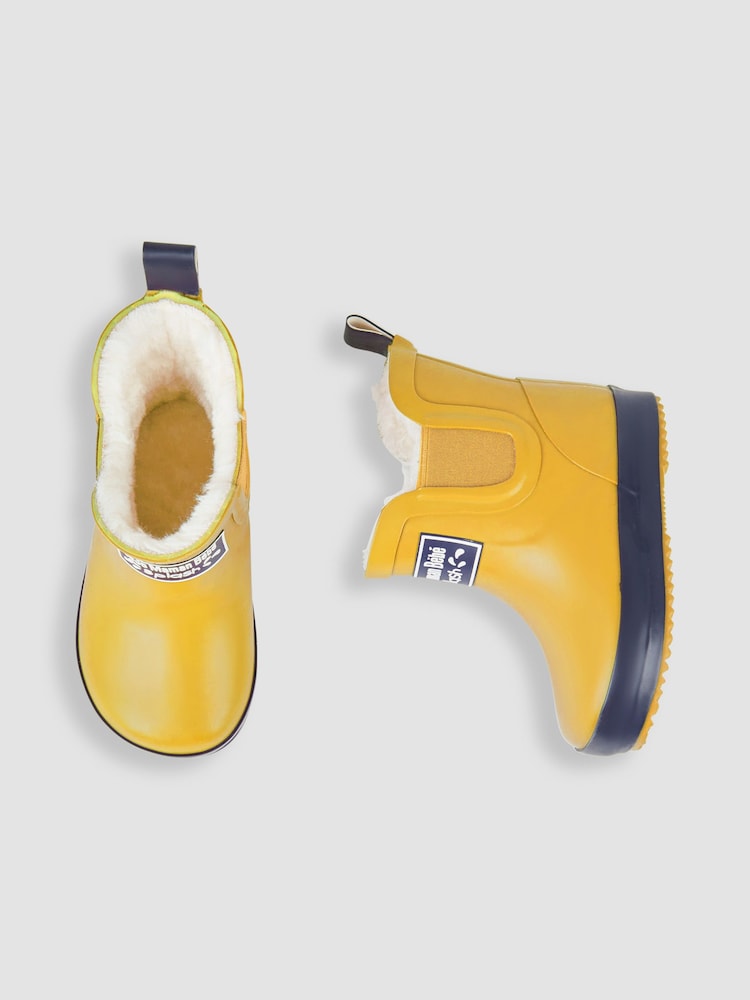 JoJo Maman Bébé Mustard Yellow Cosy Lined Ankle Wellies - Image 4 of 5