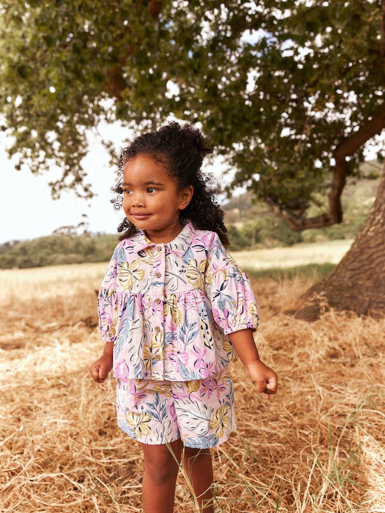 Lilac Purple Lemons Blouse And Shorts Co-ord Set (3mths-8yrs) - Image 1 of 7 Lilac Purple Lemons Blouse And Shorts Co-ord Set (3mths-8yrs) - Image 1 of 7