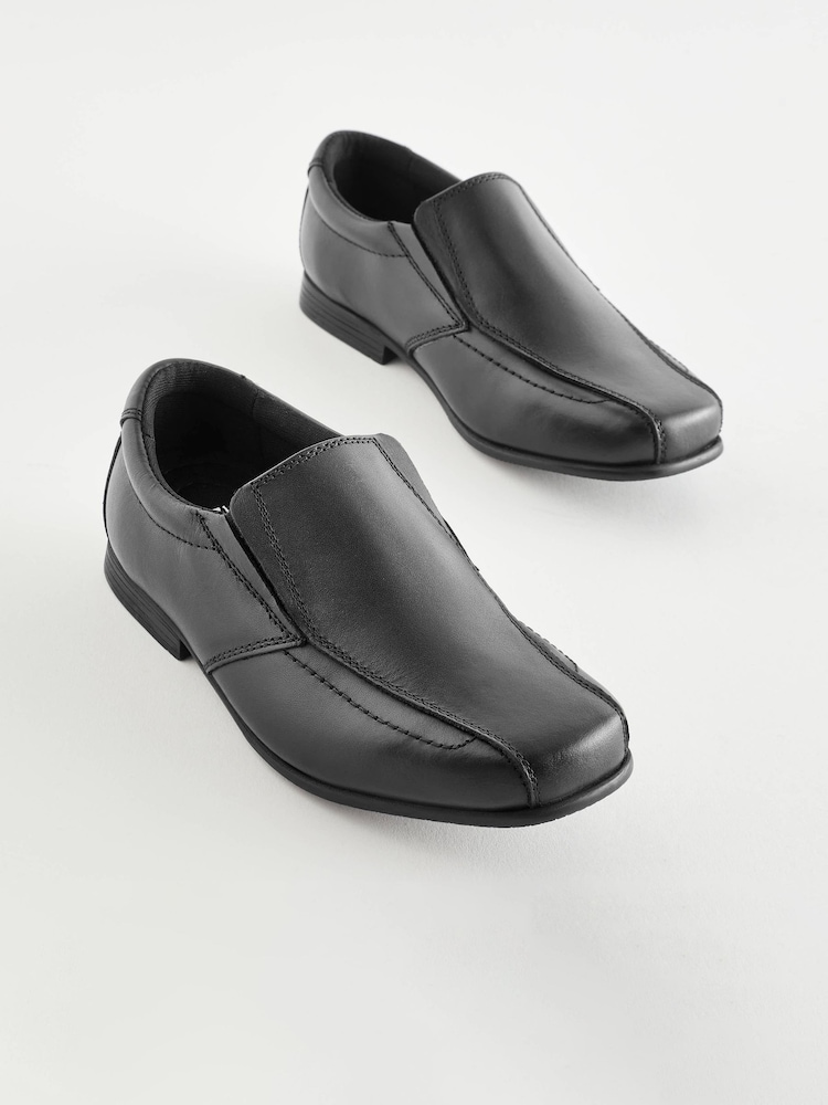 Black Wide Fit (G) School Leather Loafers - Image 1 of 6