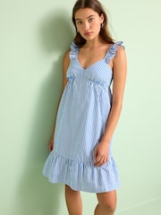 Blue Stripe Seersucker Mini Dress - Image 1 of 5