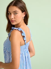 Blue Stripe Seersucker Mini Dress - Image 4 of 5