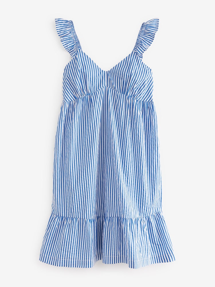 Blue Stripe Seersucker Mini Dress - Image 5 of 5