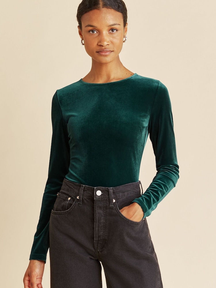 Albaray Green Velvet Top - Image 1 of 4 Albaray Green Velvet Top - Image 1 of 4