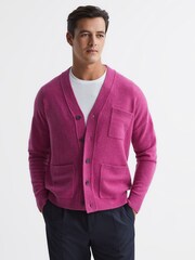 Reiss Cerise Andrews Merino Wool Cardigan - Image 1 of 6