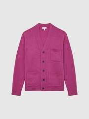 Reiss Cerise Andrews Merino Wool Cardigan - Image 2 of 6