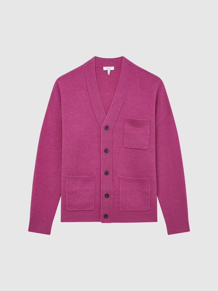 Reiss Cerise Andrews Merino Wool Cardigan - Image 2 of 6