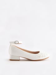 Ivory Satin Floral Embellished Occasion Heel Shoes - Image 2 of 6