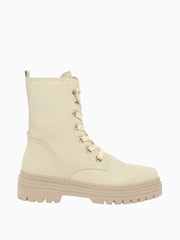Gabor Cream Genoa Panna Leather Combat Boots - Image 1 of 5