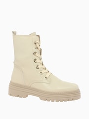 Gabor Cream Genoa Panna Leather Combat Boots - Image 3 of 5