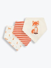 JoJo Maman Bébé Ecru 3-Pack Fox Dribble Bibs - Image 1 of 4