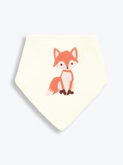 JoJo Maman Bébé Ecru 3-Pack Fox Dribble Bibs - Image 3 of 4
