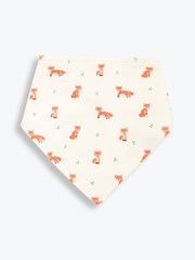 JoJo Maman Bébé Ecru 3-Pack Fox Dribble Bibs - Image 4 of 4