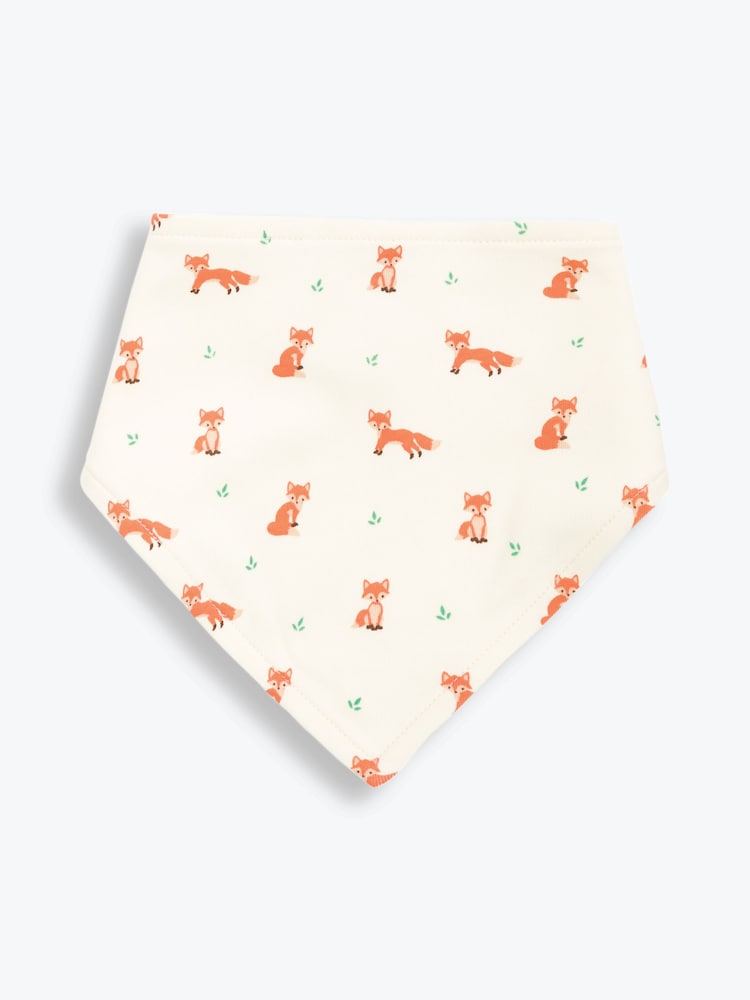 JoJo Maman Bébé Ecru 3-Pack Fox Dribble Bibs - Image 4 of 4