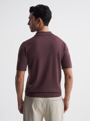Reiss Mahogany Duchie Merino Wool Open Collar Polo Shirt - Image 5 of 6