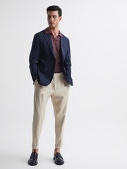 Reiss Mahogany Duchie Merino Wool Open Collar Polo Shirt - Image 6 of 6