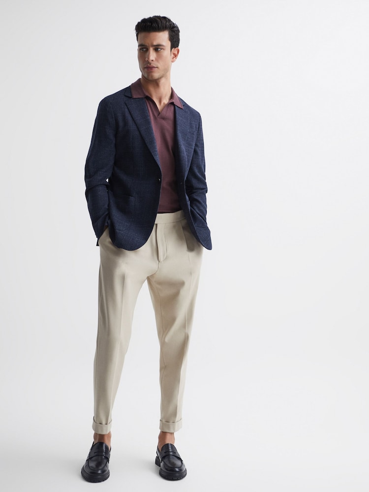 Reiss Mahogany Duchie Merino Wool Open Collar Polo Shirt - Image 6 of 6