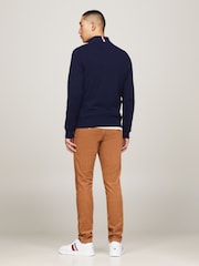 Tommy Hilfiger Blue Quarter Zip Cotton Blend Jumper With Cashmere - Image 3 of 5