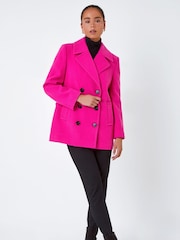 Roman Pink Petite Double Breasted Smart Coat - Image 2 of 5
