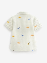 Dinosaur Embroidered Ecru White Check Shirt (3mths-7yrs) - Image 4 of 4