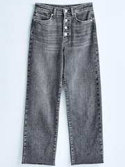Own. Washed Grey Button Front Wide Ankle Leg Jeans - Image 3 of 7