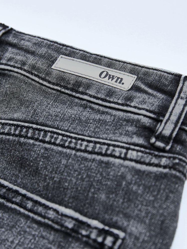 Own. Washed Grey Button Front Wide Ankle Leg Jeans - Image 7 of 7
